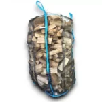 Mega Premium Holzbag in 45-Grad-Ansicht – extragroßer Big Bag mit HDPE-Vollnetz, Sternboden und Deckel