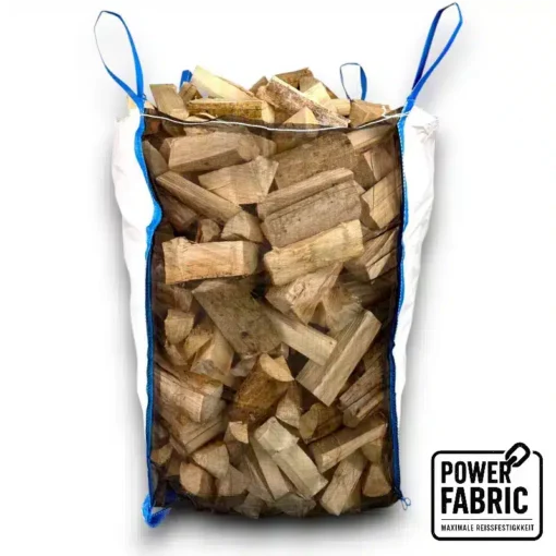 Power Holzbag für Brennholz – Woodbag mit HDPE-Vollnetz und beschichtetem PP-Gewebe