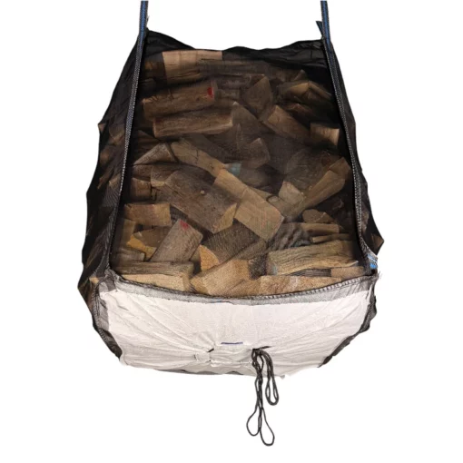 Premium Holzbag mit Sternboden - Holz Big Bag mit Stapler angehoben